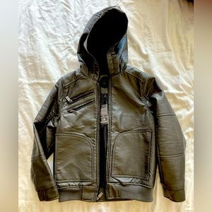 New Urban Republic Faux Leather Hoodie Jacket. Size L. Boys